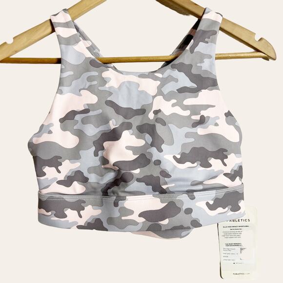 Fabletics Haze Gray Camo No Bounce Ella High Impact Sports Bra Size S NWT - Picture 3 of 7